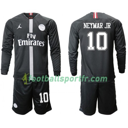 Tenue Paris Saint Germain NEYMAR JR 10 Jordan Noir Enfant Troisieme 2018-2019 Maillot de Foot ML